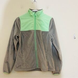 FILA Sports Full Zip Long Sleeve Fleece Jacket Women Size XS Green/Gray